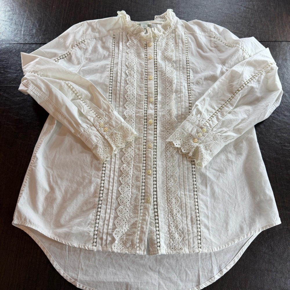 Sundance Elegant Cream White Lace Blouse Sz M
